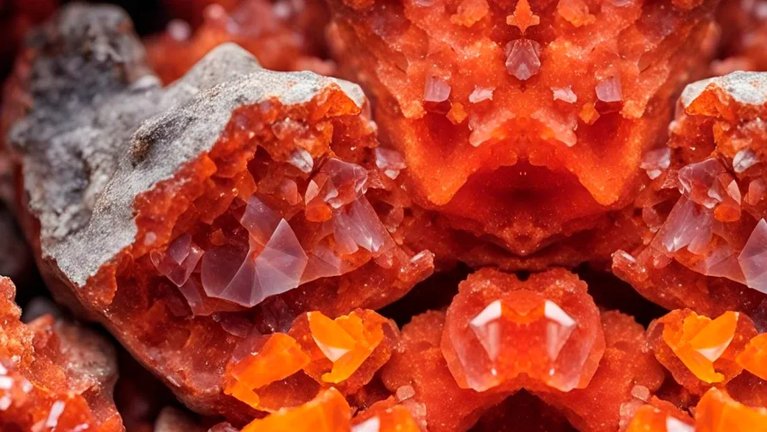 Calcita en bruto: cristales rojizos