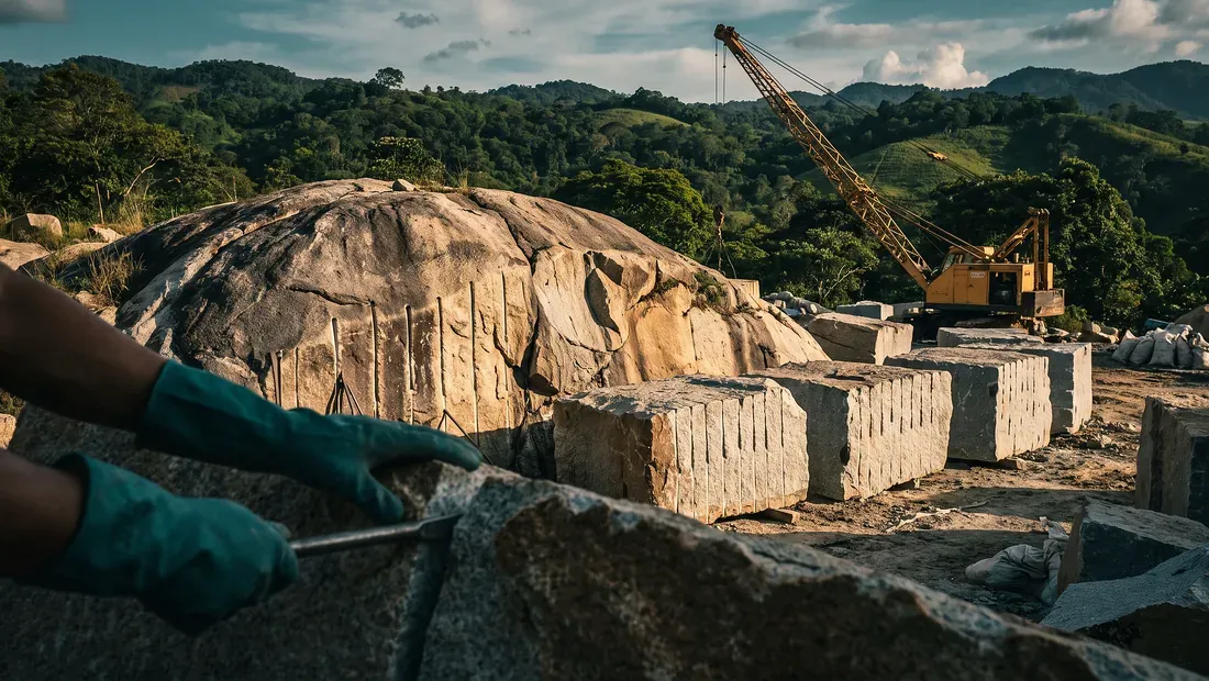 Frente de extracción, planta o acopio de granito. Imagen ilustrativa.