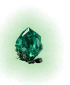 Cristal de esmeralda con un halo verde